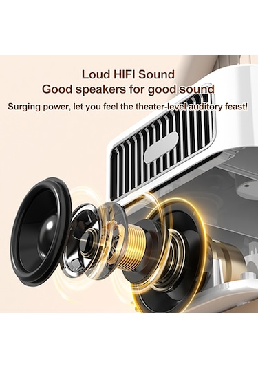 Springsun Sarı Vintage Vinyl Tasarımlı Taşınabilir Hoparlör - 360 Stereo Ses, Bt 5.3, 10+ Saat Pil, Çoklu Çalma Modu