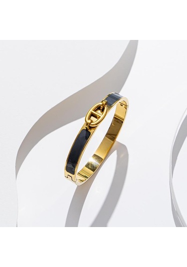 Altın - Gri Paslanmaz Çelik Bileklik Kadın Solmayan Moda Takı Altın - Gri