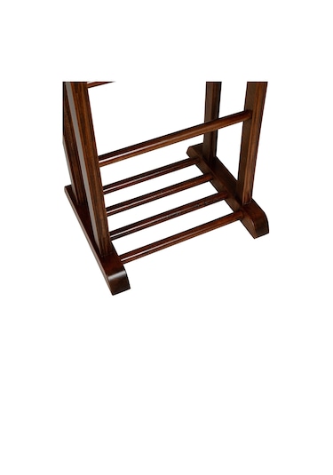 İkili Dilsiz Uşak Koyu Kahverengi Masif Ahşap Palto Ceket Cüppe Ahşap