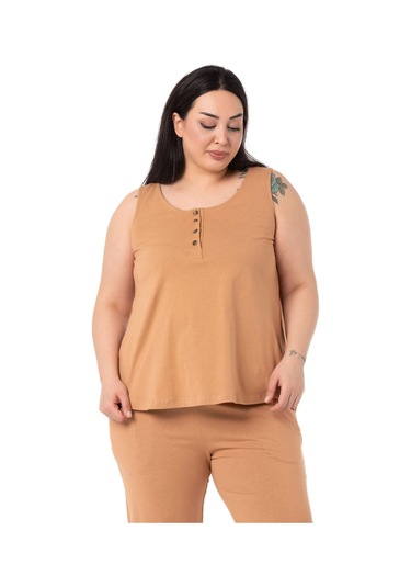 Büyük Beden Penye Vizon Eşofman Takımı-vizon Vizon