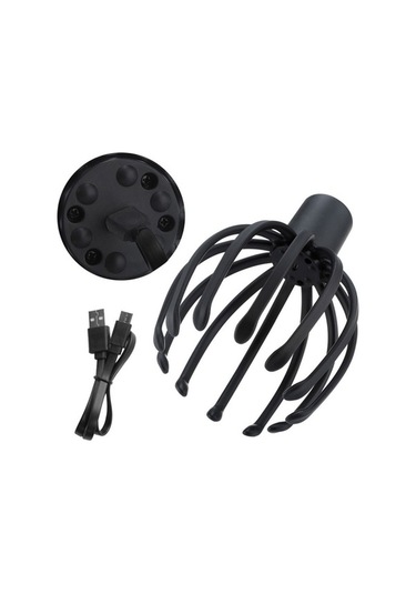 Novahub Elektrik Kaçağı Masajı Titreşimli Rölyefi Saç Kazandırıcı Multi-claw Stres Rölyefi, Boyut: 3 Dişli Siyah Siyah