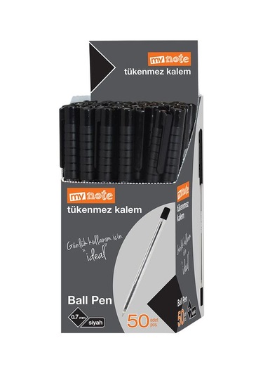Mynote Ball Pen 0.7 MM 50'li Kutu Tükenmez Kalem - Siyah