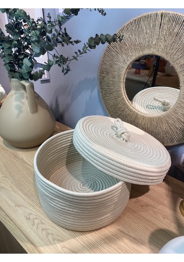 Walnut Kapaklı Krem Jüt Sepet Krem