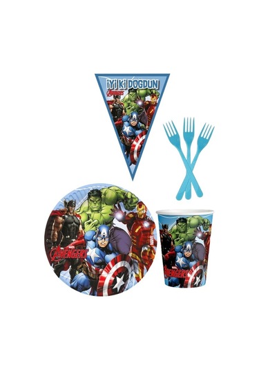 Avangers 8 Kişilik Erkek Doğum Günü 4 Parçalı Mini Set Erkek Çocuk