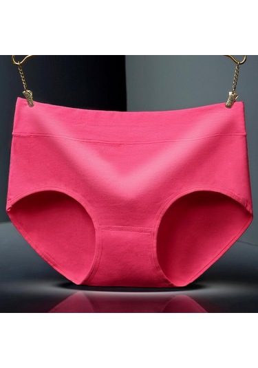 Kırmızı Orta Bel Kadın Saf Pamuk Nefes Alabilir Ve Moda Basit Düz Renk Üçgen Büyük Boy Saf Pamuk Kadın İç Çamaşırı Kırmızı