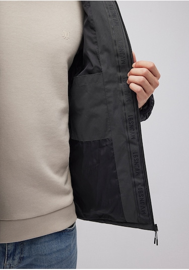 Mavi - Kapüşonlu Antrasit Şişme Mont 0110352-86803 Gri