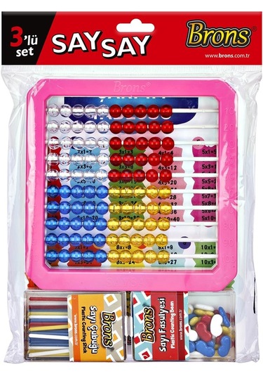 Brons 3'lü Say Say Set Mihsap, Sayı Çubuğu Ve Sayı Fasulyesi