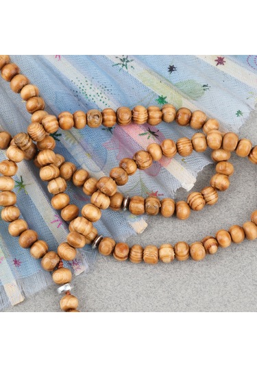 Şimşir Ağacı Vernikli 99luk Tekerlek Kesim 7x5mm Tesbih Açık Kahverengi