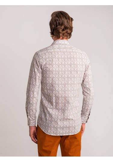 Dufy Yeşil Erkek Slim Fit Paul Yaka Uzun Kol Gömlek - 60631 Yeşil