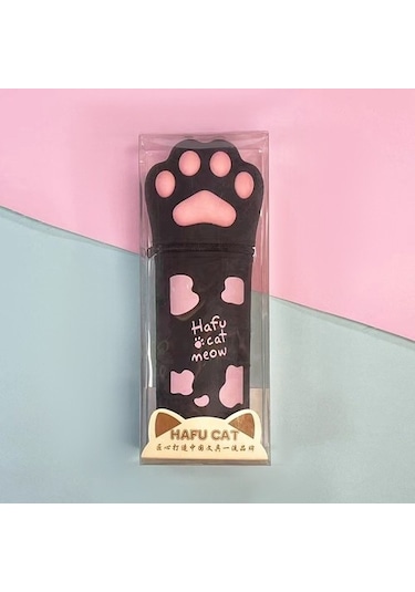 Karikatür Silikon Kalem Çantası Teleskopik Kalemlik Sevimli Kedi Pençe Depolama Kalem Suluboya Kalem Saklama Çantası Mpwxnp Beyaz - Siyah