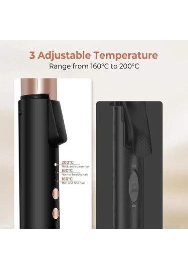 Black Seyahat Boyu Saç Maşası Çift Voltajlı, 25mm Namlulu Kısa