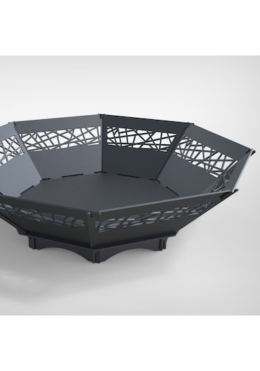 Oktagon Ateş Çukuru Bahçeniz İçin Sekizgen Portatif Ve Dekoratif Siyah