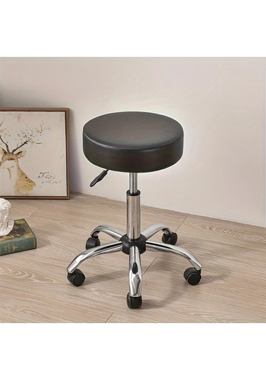 Elmpaly Siyah Esnek Deri Tabure Kılıfı - Dayanıklı, Kolay Temizlenir, Oturma Odası Ofis Siyah