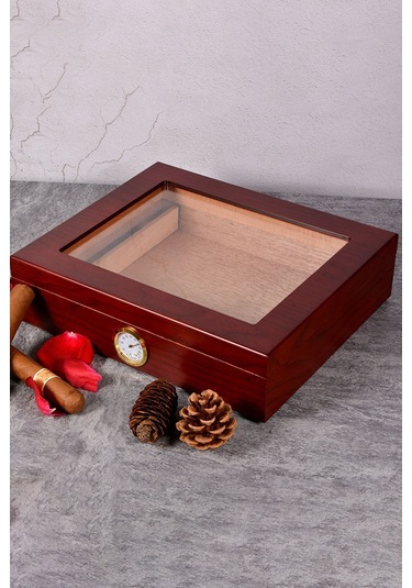 Falconetti Kırmızı Camlı Humidor Puro Kutusu Rc06kr