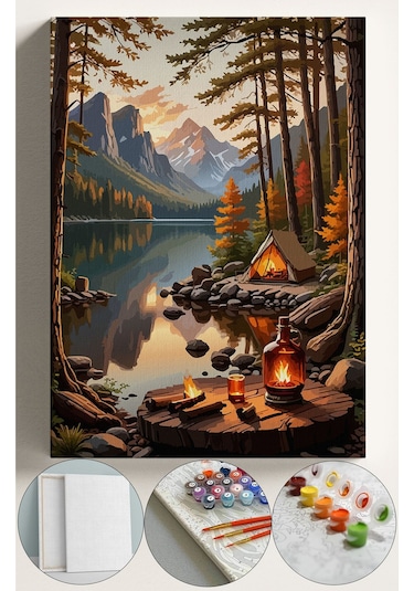 Sayılarla Boyama Seti Numaralı Tuval Fırça Boya 40x50 Cm - Çadır Kamp