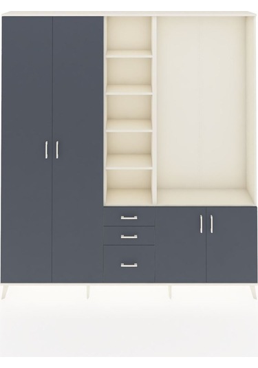 Arges Dolap 13 Raflı 3 Çekmeceli 4 Kapaklı 220x30x243 Aytaşı-antrasit/antrasit Antrasıt/antrasıt