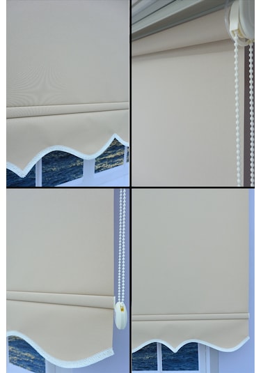 Kalın Keten Stor Zebra Güneşlik Perde Etekli Alüminyum Kasa & Boru, Ithal Kumaş Bej