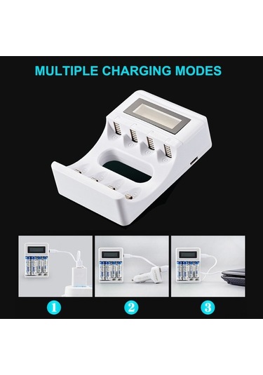 Dancemonkey 4 Yuvalı Pil Şarj Cihazı - Lcd Ekranlı, Aa/aaa/ni-mh Pil Usb 2a Hızlı Şarj