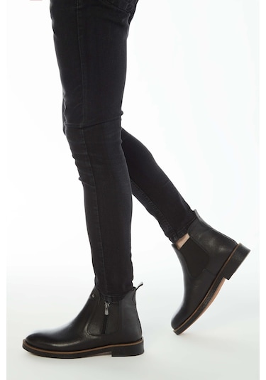 Tamer Tanca Erkek Hakiki Deri Siyah Floter Casual Bot 572 1727 B ERK Bot