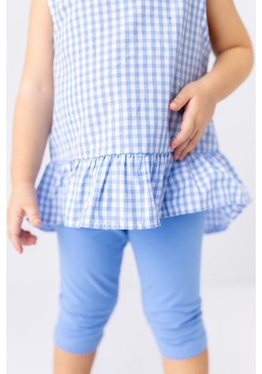 Zeyland Kız Çocuk Pötikare Desenli Dokuma Bluz-mavı Mavi