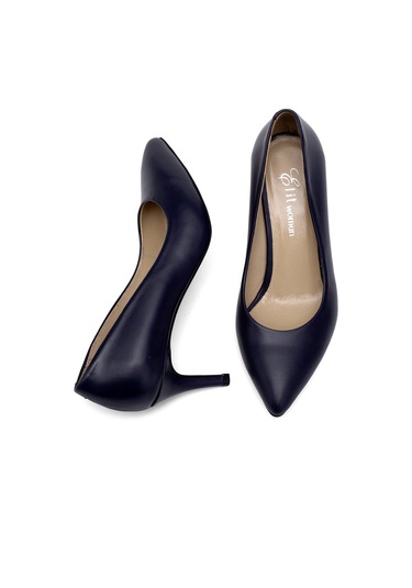 Elit Selestia Kadın Hakiki Deri Stiletto Lacivert Lacivert