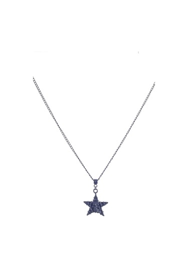 Erkek Siyah Oksit Kaplama Kurukafa&pentagram Simge Uçlu Kolye Siyah