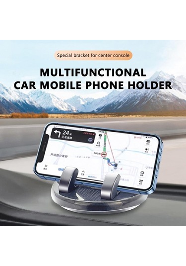 Seametal Araba Telefon Tutucu Abs Gösterge Paneli Navigasyon 360 Dönme Park Numarası Plaka Sabit Kaymaz Evrensel Siyah