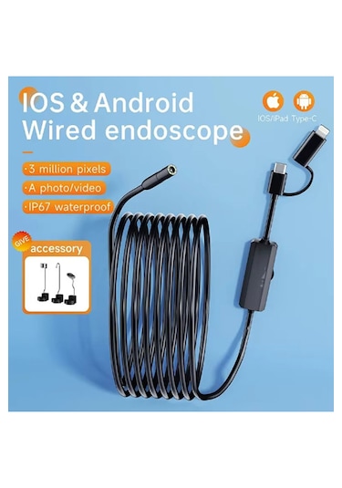 Nhr-16 Endoskop Yılan Kamera Ios Ve Android Uyumlu Led'li 10 Metre