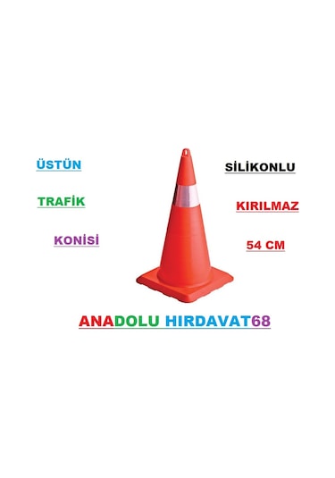 Üstün Trafik Konisi 54 Cm Silikon Plastik Otopark Duba Delinatör