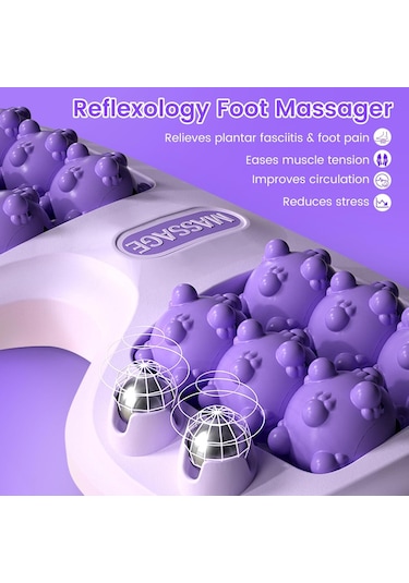 Geeroyoo Mor Ayak Tabanı Fasya Gerginliği Ve Ağrısı Alıcı Masaž Aleti - Dairesel Hareketli, Her Zaman Ve Her Yerde Kullanın, Ana Ağrı Noktalarını Tamamen Kapsar Mor
