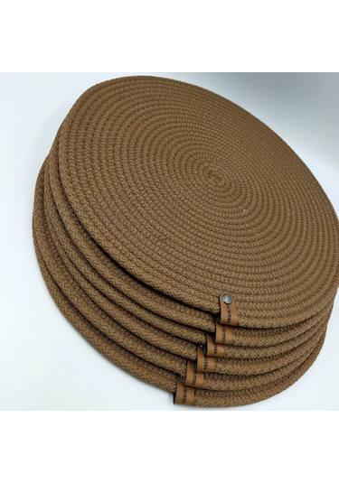 6 Kişilik Amerikan Servis, Hasır Supla Takımı 35 35 Lacivert - Gri - Ekru