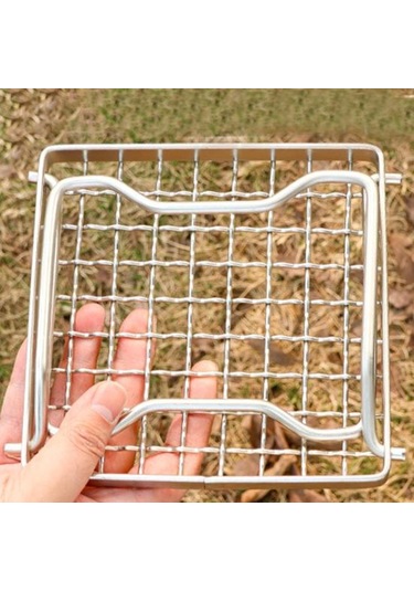 Gaz Sobası Standı Yüksek Stabilite Isıya Dayanıklı Paslanmaz Taşınabilir Katlanır Piknik Barbekü Izgara Izgara Kamp Malzemeleri Gümüş