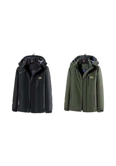 Ikkb Erkek Sonbahar Ve Kış Polar Kalın Su Geçirmez Ceket Gri