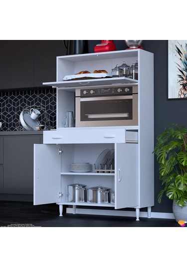 Modilayn Vio 95x163,4x32.5 Cm Çekmeceli, Kapaklı, Ekmeklikli. Mini/midi Mikrodalga Mutfak Dolabı Beyaz Modilayn Vio 95x163,4x32.5 Cm Çekmeceli, Kapaklı, Ekmeklikli. Mini/midi Mikrodalga Mutfak Dolabı Beyaz