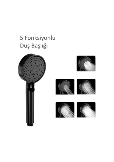 5 Fonksiyonlu Siyah El Duşu Krom