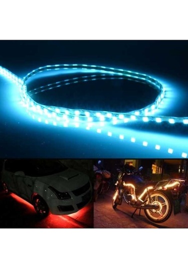 Wondernest Akış Stili 45 Led 3528 Smd Su Geçirmez 90cm Esnek Araba Şerit Işığı, 12v Buz Mavisi Buz Mavisi Işık