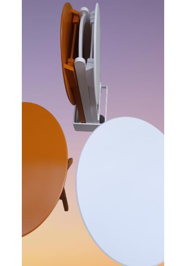 Çanta Zigon Sehpa Oval Model Dörtlü Ahşap Mdf Beyaz Ve Hardal Renk Uyumu El Yapımı