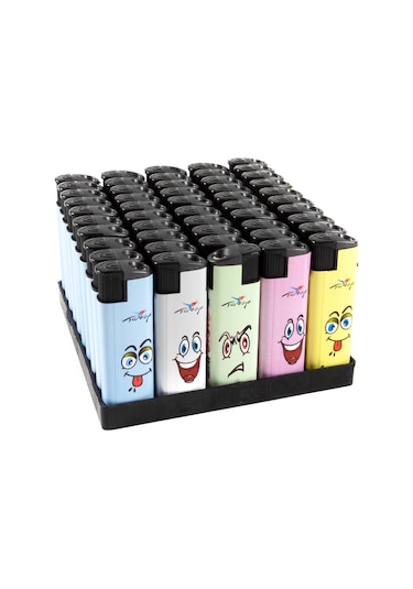 Erzi 2000 Turbo Emojili Çakmak Rüzgarda Sönmeyen 50'li