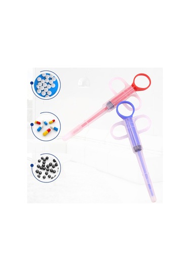 Vkemall Köpek Ve Kedi İlaç Uygulama Aleti - İki Uçlu Tablet/sıvı İlaç Verici - Su/mama Dağıtıcı - Mavi