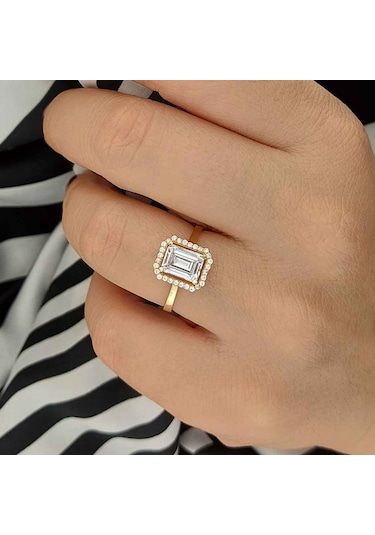 Altınbeyı Baget Taşlı Altın Yüzük 14 Ayar 2.30 Gram Abyyzk0142