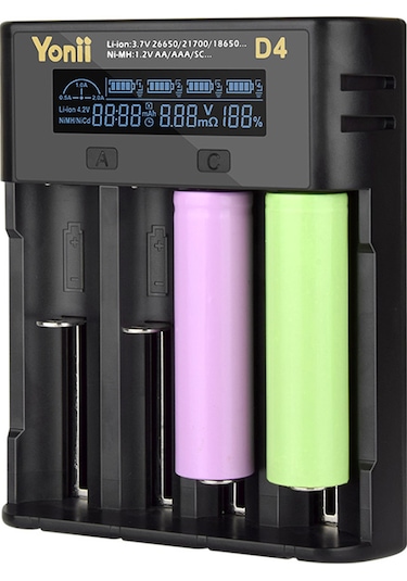 Samdoo Yonıı D4 4-lü Li-ion/ni-mh Şarj Cihazı, 18650 Pil Desteği, Lcd Ekran Ve Çoklu Güvenlik Koruması