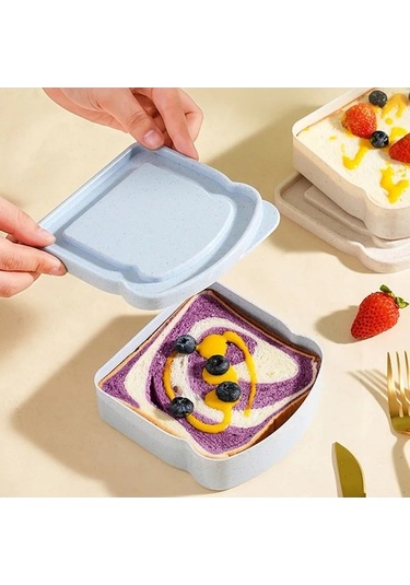 Pazly Tost Şeklinde Sandviç Mekan Mavi Kabı İçin Gıda Dış Depolama Bir 1/4 Mk Mavi