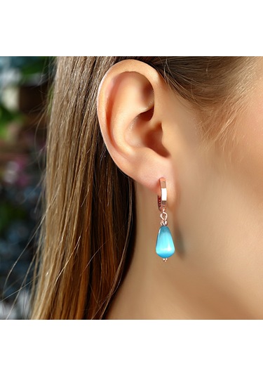 Azuris 925 Ayar Gümüş Kedi Gözü Damla Küpe N11.15340