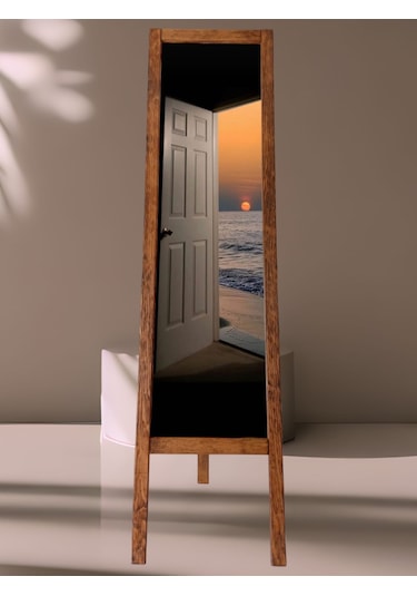 Ayaklı Ceviz Renk Boy Ayna Ceviz