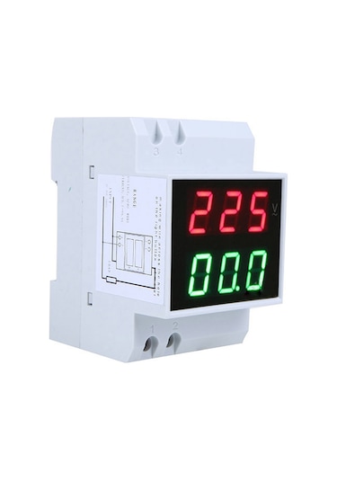 Yifomall Çift Gösterge Led Voltmetre Ampermetre Ac 80-300v 0.2-99.9a Din Ray Montaj