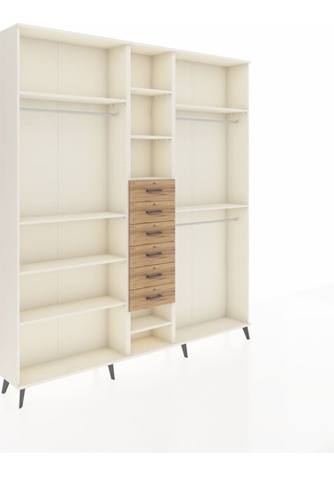 Arges Dolap 10 Raflı 6 Çekmeceli 3 Askılı 220x30x243 Aytaşı-aytaşı/çam Aytası/atlas Çam