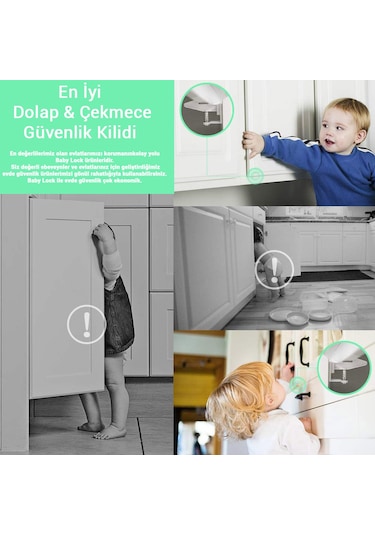 10 Adet Bebek Çocuk Kilit Güvenlik Çekmece Dolap Kilidi Gizli Kil Çok Renkli