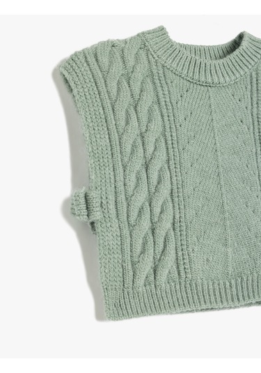 Koton Bisiklet Yaka Örgü Detaylı Basic Triko Süveter Yeşil 5wkg90110at Yeşil