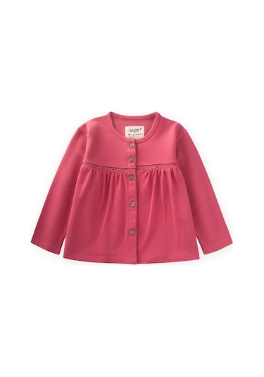 Cigit Dantel Detaylı Mevsimlik Kız Hırka 1-5 Yaş Fuşya Fuşya