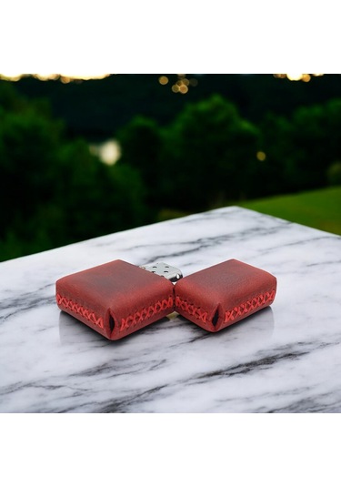 Cronder Hakiki Deri Çakmak Kılıfı Kımızı